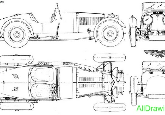Aston Martin Ulster Replica Cabriolet (1934) - drawings (drawings) of the car